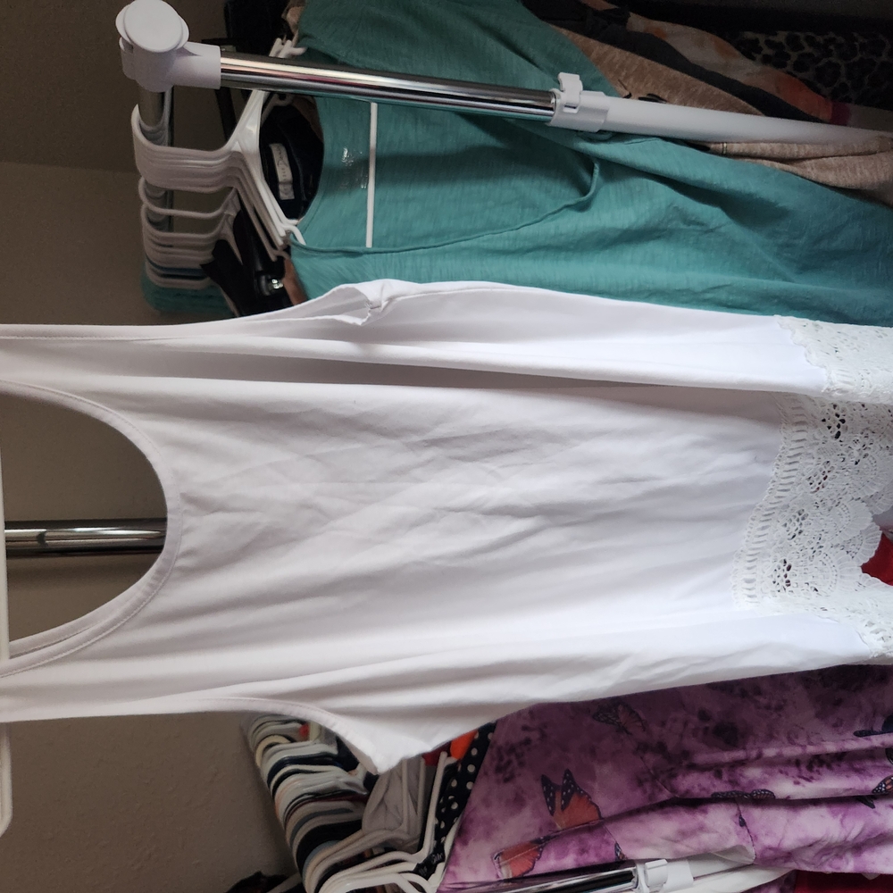 White Sleeveless Top with Lace Detail